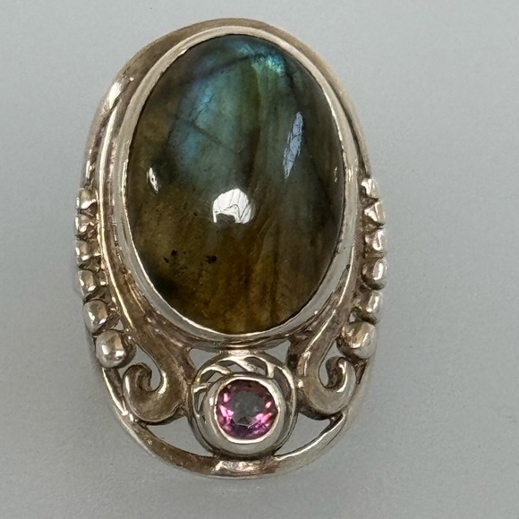 SJ 925 silver Labradorite amethyst ring